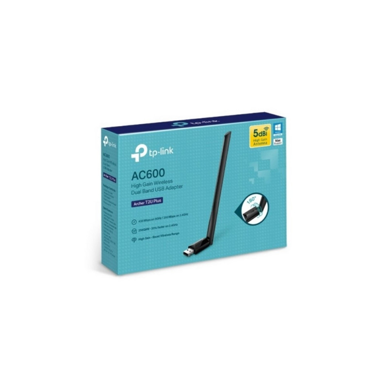 TPLINK | Archer T2U Plus | Adaptador USB Inalámbrico de Alta Ganancia Doble Banda