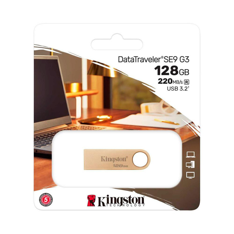KINGSTON | DTSE9G3/128GB | Memoria USB128GB 220MB/s Metal USB 3.2 Gen 1 DataTraveler SE9