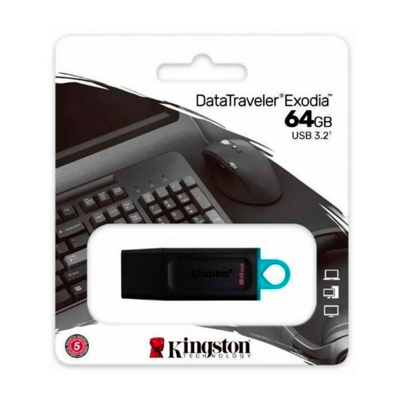 KINGSTON | DTX64GB | Memoria USB KINGSTON 64GB 32 Gen 1 DataTraveler Exodia COLOR Negro O Verde