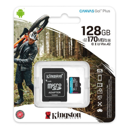 KINGSTON | SDCG3128GB | Memoria Kingston Micro sd Canvas Go Plus 170R A2 U3 V30 Card  ADP
