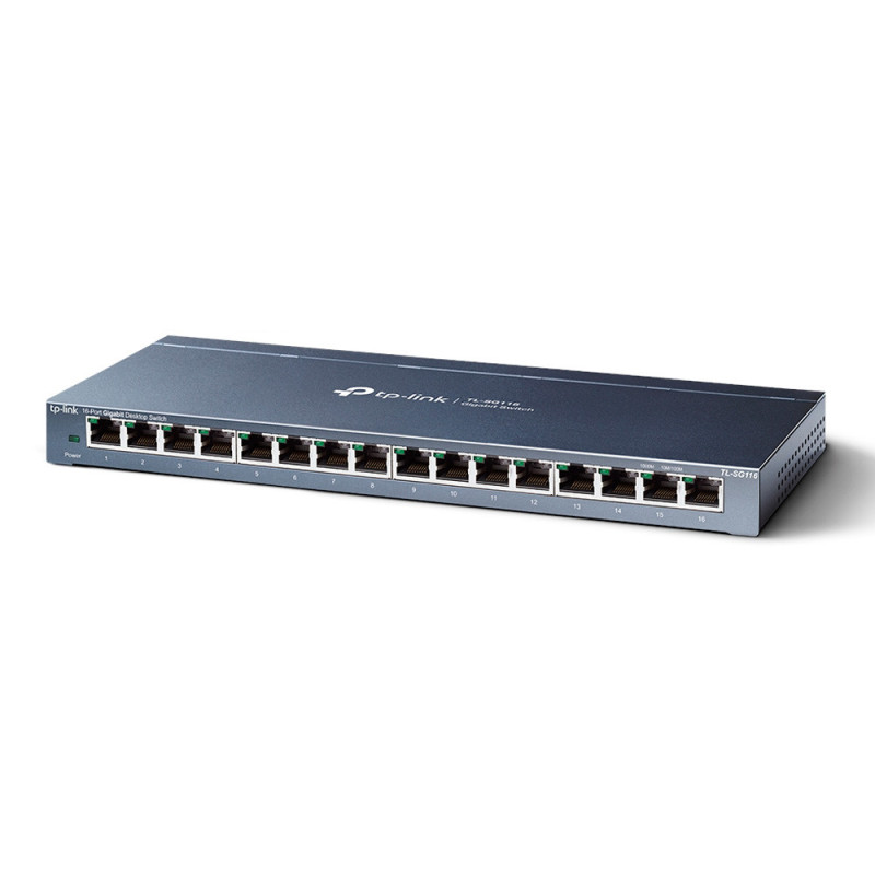TPLINK | TLSG116 | Switch 16 Puertos Gigabit Desktop 16 puetos Gigabit RJ45 SPEC Caja de acero para Desktop Plug and