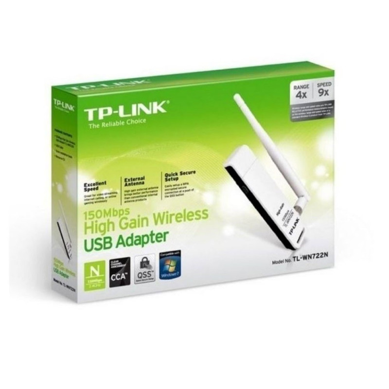 TPLINK | TLWN722N | Adaptador de Red TPLINK USB N150Mbps 24 Ghz 1 Antena externa