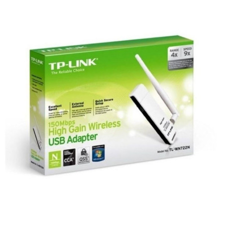 TPLINK | TLWN722N | Adaptador de Red TPLINK UB N1500Mbps 24 Ghz 1 Antena Externa Desmontable COLOR
