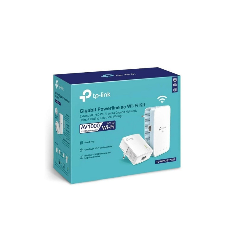 TPLINK | TL-WPA7517 KIT | Extensor De Red PowerLine Tplink AV1000 Gigabit AC750 Wi-Fi