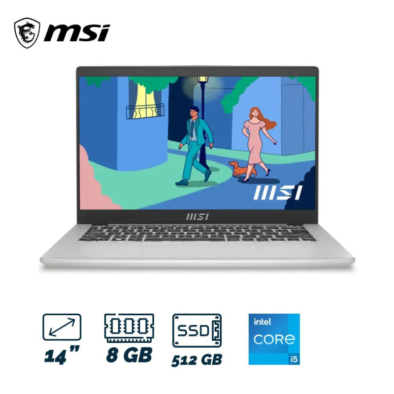 Portátil MSI I5-1155g7, Ddr Iv 8gb (3200mhz), Unidad de Estado Solido 512gb Nvme, 14"FHD 60hz. Modern-14-C11m5