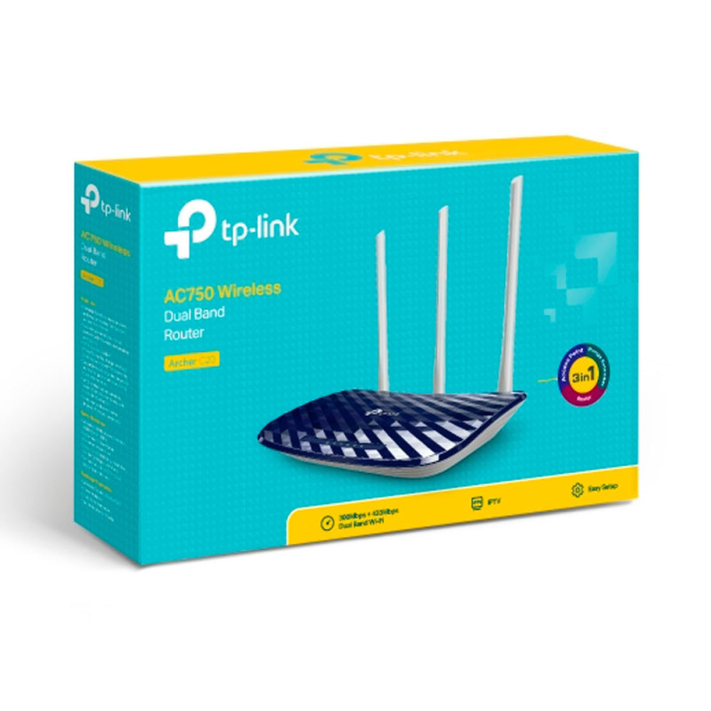 TPLINK | Archer C20W | Router TPLINK Wifi Doble Banda Ac750 Gestión Remota Wisp 3 Antenas Externas COLOR