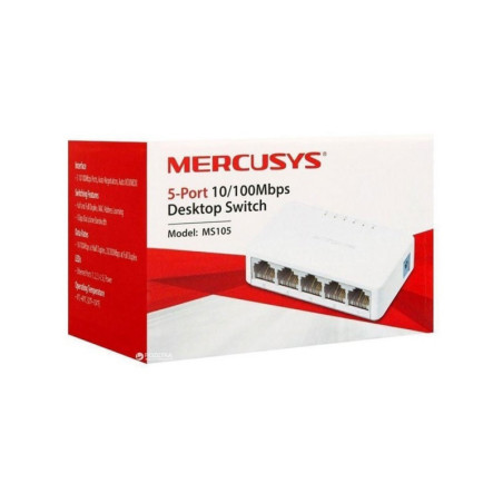 TPLINK | MS105 | Switch Mercusys de escritorio NO adminstrable de 5 puertos 10 