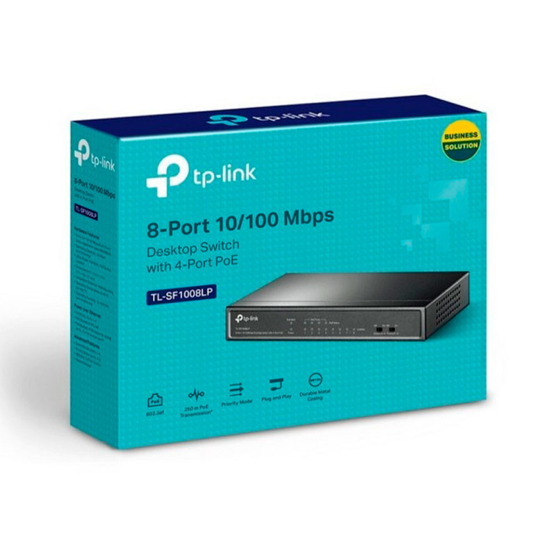 TPLINK | TLSF1008LP | Switch TPLINK de escritorio de 8 puertos a 10  100Mbps con PoE en 4 puertos NO
