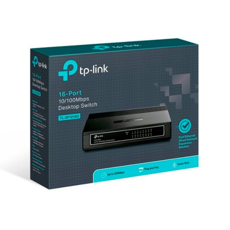 TPLINK | TLSF1016D | Switch TPLINK NO administrable 16 puertos RJ4510100 Mbps AutoNegociacin compatible con Auto MDI COLOR