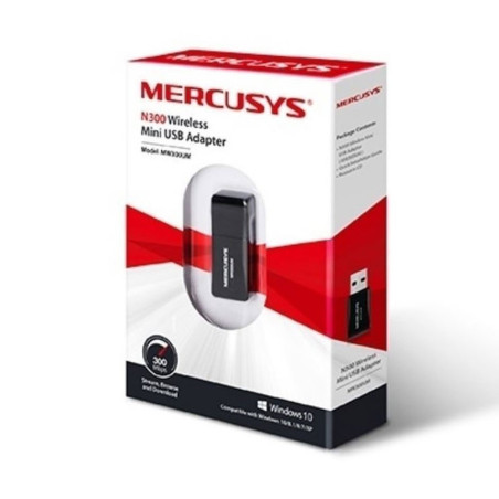 TPLINK | MW300UM | Adaptador Mini MERCUSYS USB 20 Inalámbrico de 300Mbps COLOR