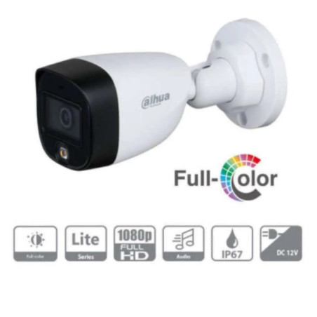 DAHUA | DHHACB1A29N28MM | Cmara Dahua Bala FULL COLOR  2 MP Lente fijo 28mm 4en1 CVITVIAHDCVBS DWDR Smart IR20m Plstica IP67