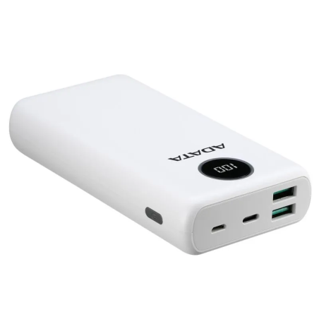 ADATA | AP20000QCDDGTCWH | Power Bank 20000mAh blanca digital 2 puertos usb quick charge  1 Puerto Tipo C Salida  1 Puerto Tipo