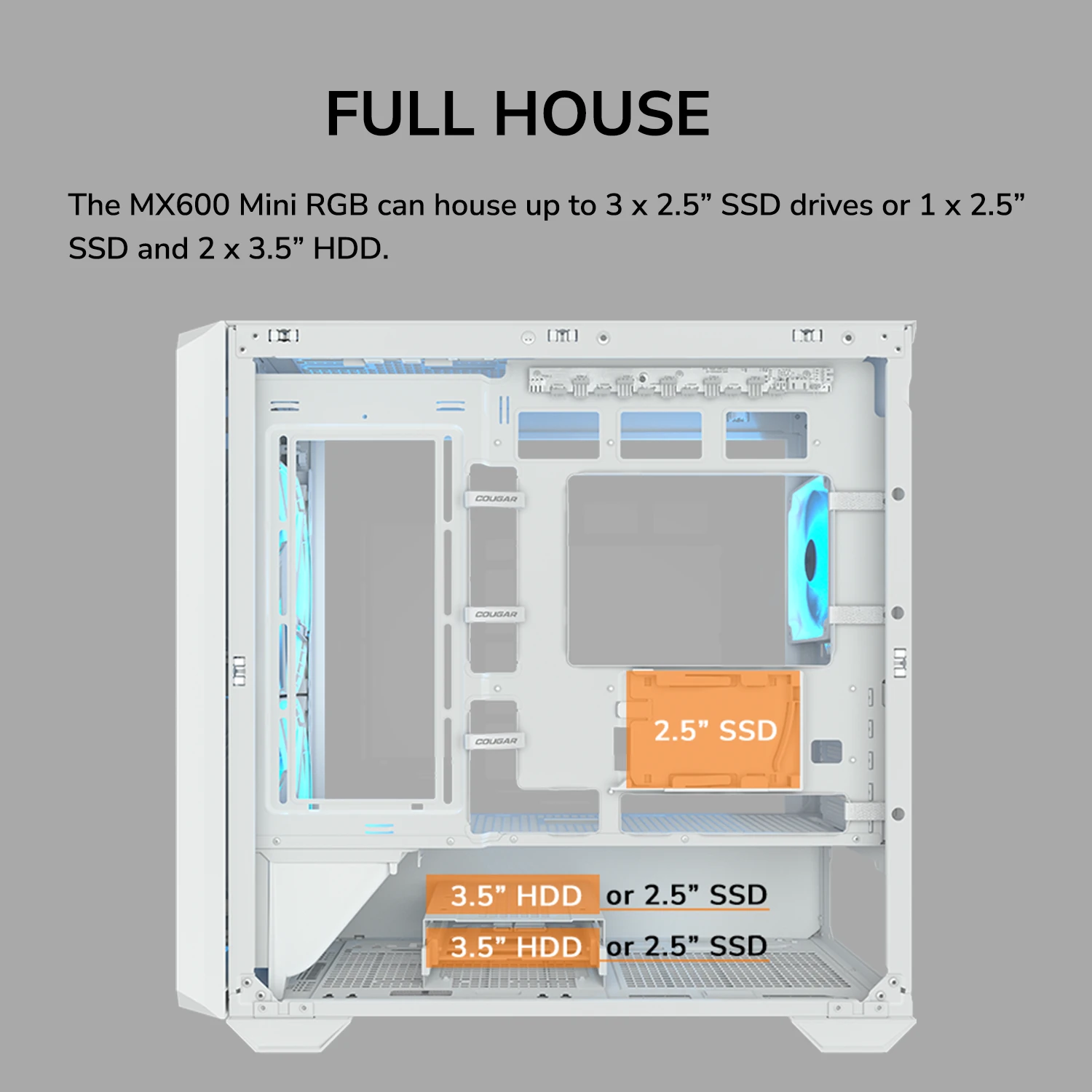 CHASIS COUGAR MX600 MINI RGB BLANCA - Imagen 20
