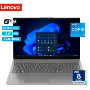 Lenovo Portátil V15 G4 IRU | Intel Core i5-13420H 2.1GHz | 8GB | SSD 512GB | 15.6" HD | Puerto RJ-45 | BAJO