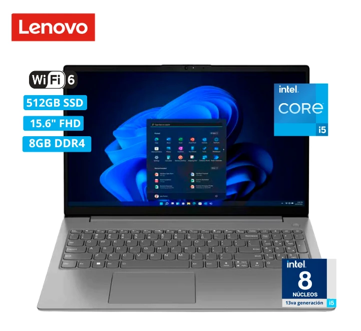 Lenovo Portátil V15 G4 IRU | Intel Core i5-13420H 2.1GHz | 8GB | SSD 512GB | 15.6" HD | Puerto RJ-45 | BAJO