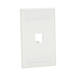 PANDUIT CFPL1IWY Placa de Pared Vertical Clásica, Salida Para 1 Puerto Mini-Com, Con Espacios Para Etiquetas, Color Blanco Mate