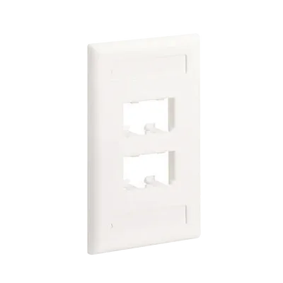 PANDUIT CFPL4IWY Placa de Pared Vertical Clásica, Salida Para 4 Puertos Mini-Com, Con Espacios Para Etiquetas, Color Blanco Mate