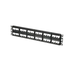 PANDUIT CPPL48WBLY Panel de Parcheo Modular Mini-Com (Sin Conectores), Plano, Sin Blindaje, Con Etiqueta y Cubierta, de 48 puertos, 2UR
