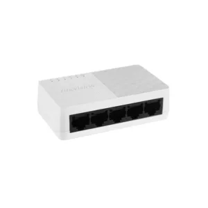 HIKVISION DS-3E0105D-O Switch No Administrable de 5 Puertos para Escritorio / Fast Ethernet 10 / 100 Mbps / Diseño Compacto y Estetico