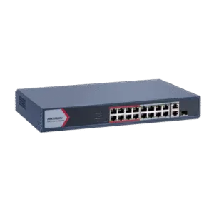 HIKVISION DS-3E1318P-EI/M Switch 16 Puertos PoE 802.3AF/AT / Modo Extendido 300 mts / 1 Puerto UPLlink / 1 Ppuerto SFP / 130 Watts Total