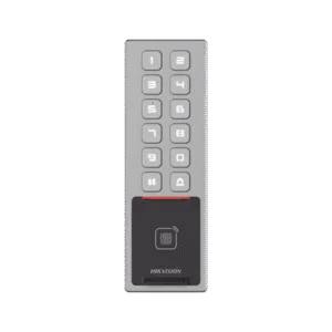 HIKVISION DS-K1T805MBFWX Teclado Exterior WiFi Antivandálico IP65 & IK08 / Administrable en la Nube / Alta y Baja de Passwords Remotamente con Horarios / Acceso por PIN, Tarjeta MIFARE, Huella y Tarjeta Virtual Bluetooth