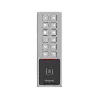 HIKVISION DS-K1T805MBFWX Teclado Exterior WiFi Antivandálico IP65 & IK08 / Administrable en la Nube / Alta y Baja de Passwords Remotamente con Horarios / Acceso por PIN, Tarjeta MIFARE, Huella y Tarjeta Virtual Bluetooth