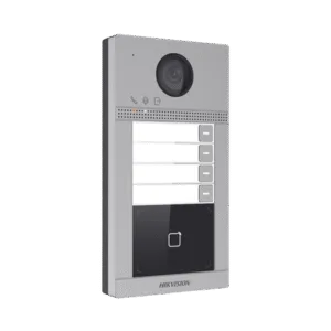HIKVISION DS-KV8413-WME1(C) Videoportero IP (IP65 + IK08) con Llamada y apertura desde APP Hik-Connect / Soporta 4 Departamentos / PoE Estandar / Interfaz WEB para configuración / 2 puertas