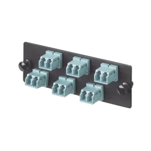PANDUIT FAP6WAQDLCZ Placa Acopladora de Fibra Optica FAP, Con 6 Conectores LC Duplex (12 Fibras), Para Fibra Multimodo OM3/OM4, Color Aqua
