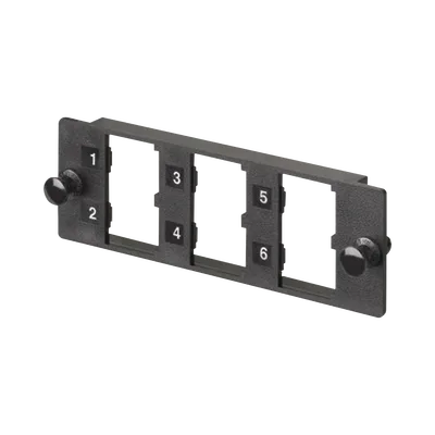 PANDUIT FMP6 Placa Modular FAP de 6 Puertos Mini-Com, Acepta Módulos de Fibra Óptica, Cobre o Audio y Video, Color Negro