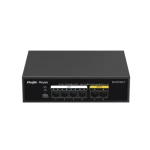 RUIJIE RG-ES106F-P Switch PoE de 6 Puertos 10/100 Mbps, No Administrable, 54 W, Diseño de Alta Calidad, Visible en Ruijie Cloud