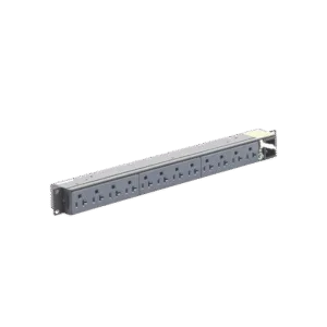 PANDUIT P12B01M PDU Básico para Distribución de Energía, Enchufe de Entrada NEMA 5-15P, Con 12 Contactos NEMA 5-20R, Instalación Horizontal de 19in, 1UR, 15 Amp, 120 Vca