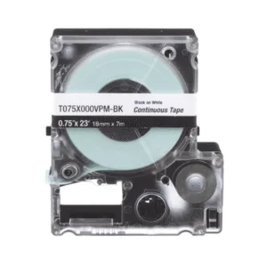 PANDUIT T075X000VPM-BK Casete de Etiquetas de Vinilo de Cinta Continua, Color Negro Sobre Blanco, Uso Interior/Exterior, 18 mm de Ancho x 7 Metros de Largo