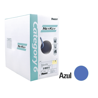 PANDUIT NUL6C04BU-FE Bobina de Cable UTP 305 m. de Cobre, Azul, Categoría 6 (24 AWG), 1000Mbps, LSZH (Bajo Humo, Cero Halógenos), de 4 pares