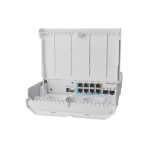 MIKROTIK CSS610-1GI-7R-2SPLUSOUT (CSS610-1Gi-7R-2S+OUT) netPower Lite 7R Switch Smart 7 puertos PoE Inverso Gigabit, 2 SFP+ 10G, para exterior