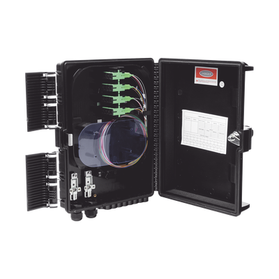 FIBERHOME GFS-16G Caja NAP (Network Access Point) Cierre de Empalme para 24 fusiones de fibra óptica, Interior/Exterior, con 16 acopladores SC/APC y splitter 1x16, IP65