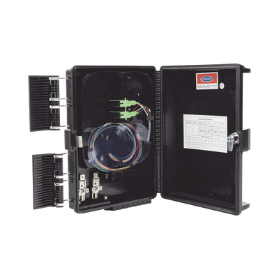 FIBERHOME GFS-8G Caja NAP (Network Access Point) Cierre de Empalme para 24 fusiones de fibra óptica, Interior/Exterior, con 8 acopladores SC/APC y splitter 1x8, IP65