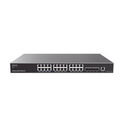 GRANDSTREAM GWN7813P Switch Capa 3 Gigabit PoE+ Administrable / 24 puertos 10/100/1000 Mbps + 4 Puertos SFP+ 10G Uplink / Hasta 360W / Compatible con GWN Cloud.