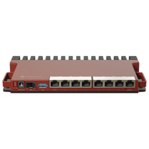 MIKROTIK L009UIGS-RM Router Board, 8 Puertos Gigabit + 1 puerto PoE-Out Pasivo, 1 Puerto SFP, Licencia Nivel 5 y montaje en Rack