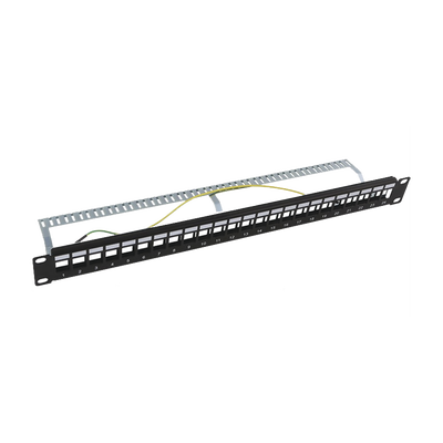 LINKEDPRO BY EPCOM LP-PP-23-STP-BK-24P Patch panel modular Blindado (STP) de 24 puertos, con barra para organizar cable