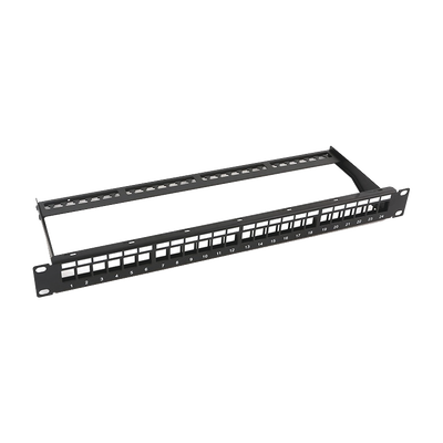 LINKEDPRO BY EPCOM LP-PP-23-UTP-BK-24P Patch panel modular sin blindaje de 24 puertos, 1U, con barra para organizar cable