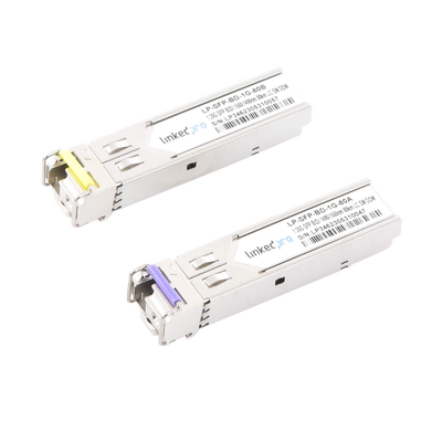 LINKEDPRO BY EPCOM LP-SFP-BD-1G-80 Transceptores Bidireccionales SFP (Mini-Gbic) / Monomodo / 1.25 Gbps de velocidad / Conector LC / Hasta 80 km de Distancia / 2 Piezas