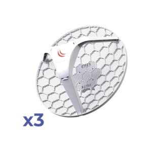 MIKROTIK RBLHG5KIT Paquete 3 (LHG 5) Cliente y PtP en 5 GHz 802.11 a/n, Antena Integrada de 24.5dBi, Hasta 316mW de Potencia.