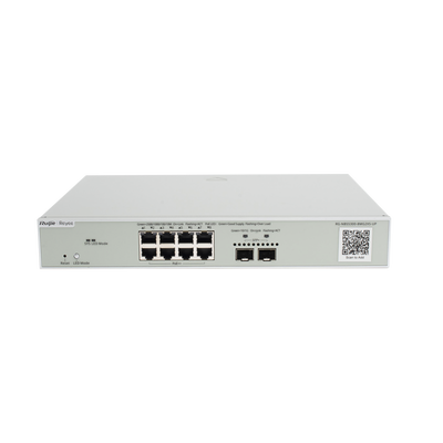 RUIJIE RG-NBS5300-8MG2XS-UP Switch Administrable de Capa 3 Multi-Gigabit de 10 Puertos con 8 Puertos PoE++, 2 Puertos de Subida SFP+