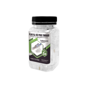 LINKEDPRO BY EPCOM TC5PASSR Bote con 50 Plugs Pass through RJ45 Cat5e sin blindaje, con alivio de tensión incluido, chapado de oro a 30 micras para durabilidad extrema