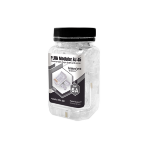 LINKEDPRO BY EPCOM TC6A-100 Bote con 100 Piezas de Plug Modular RJ45 Cat6A chapado de oro a 30 micras para durabilidad extrema