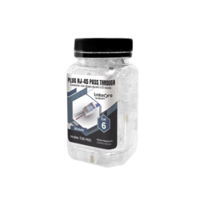 LINKEDPRO BY EPCOM TC6S-PASS Bote con 100 Plugs Pass through RJ45 Cat6 BLINDADO chapado de oro a 30 micras para durabilidad extrema