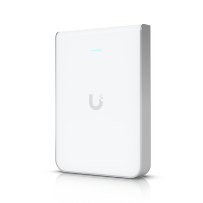 UBIQUITI U6-IW Access Point UniFi U6 In Wall/Montaje p/pared, WIFI 6 2.4 Y 5 Ghz, hasta 5.3 Gbps, 1 pto PoE In, 4 ptos secundarios (1 PoE Out)
