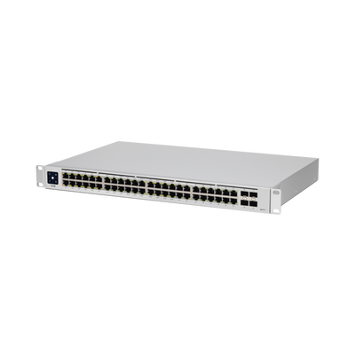 UBIQUITI USW-48-POE UniFi Switch USW-48-POE, Capa 2 de 48 puertos (32 puertos PoE 802.3af/at + 16 puertos Gigabit) + 4 puertos 1G SFP, 195W, pantalla informativa