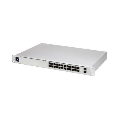 UBIQUITI USW-PRO-24 UniFi Switch USW-Pro-24, Capa 3 de 24 puertos Gigabit RJ-45 + 2 puertos 1/10G SFP+, pantalla informativa