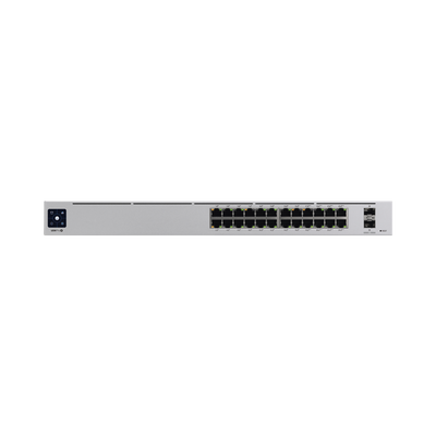 UBIQUITI USW-PRO-24-POE UniFi Switch USW-Pro-24-POE Gen2, Capa 3 de 24 puertos PoE 802.3at/bt + 2 puertos 1/10G SFP+, 400W, pantalla informativa